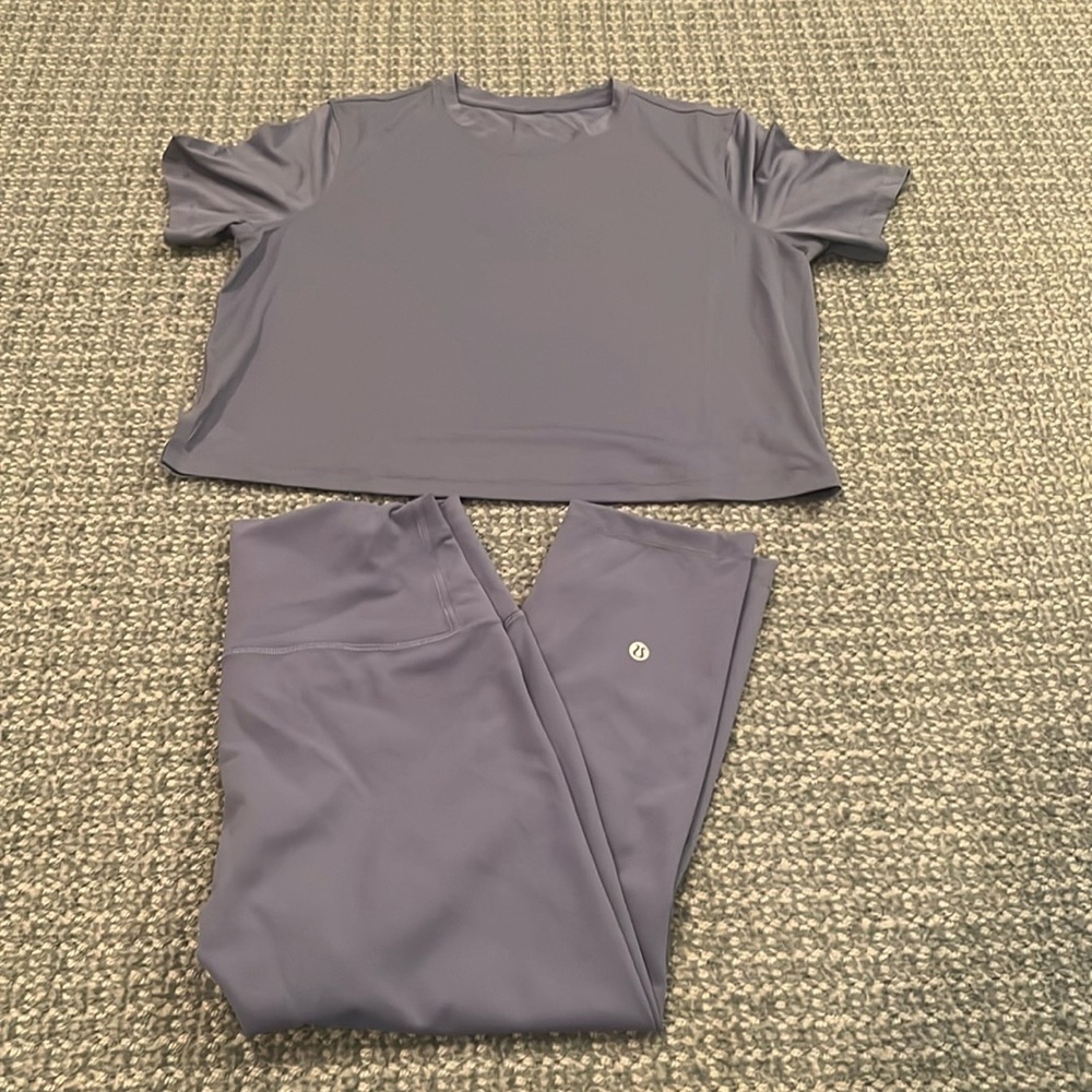 lululemon athletica Purple Leggings and Tee Set